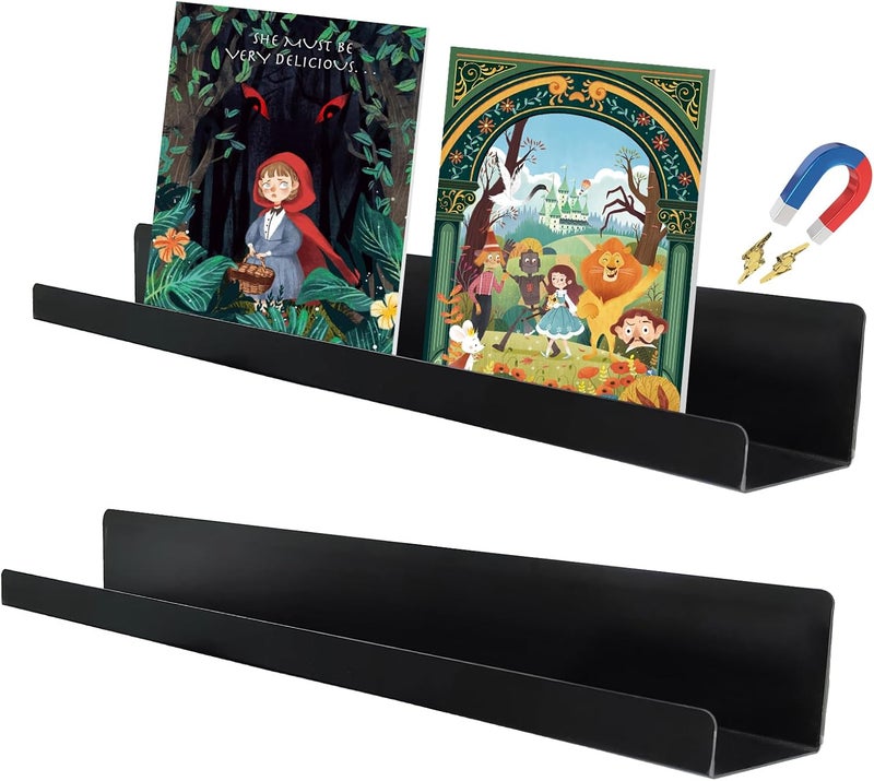 XINGBAO 2 Pack Magnetic Book Shelf for Whiteboard Classroom, 17 Inch Magnetic Shelf Metal Floating Book Shelves Heavy Duty Magnetic Book Display Shelf Magnetic Book Holder for Office and Classroom, Teacher - Image 1